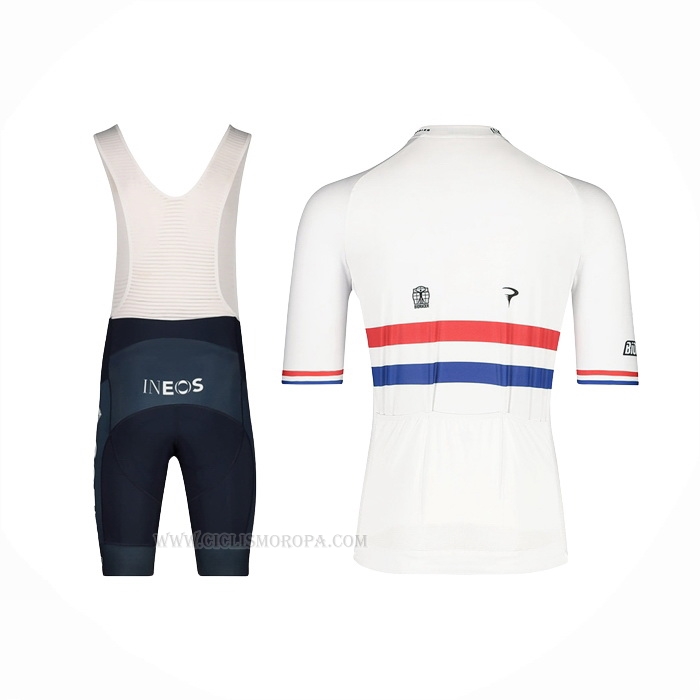 2022 Ropa Ciclismo British Champion Ineos Azul Blanco Mangas Corta y Culotte Corto